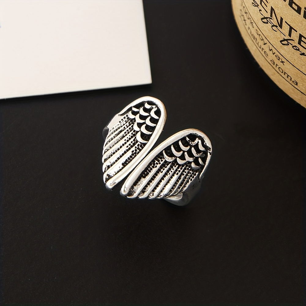 Angel Wings Ring Vintage Alloy Opening Adjustable Fashionable Finger Ring